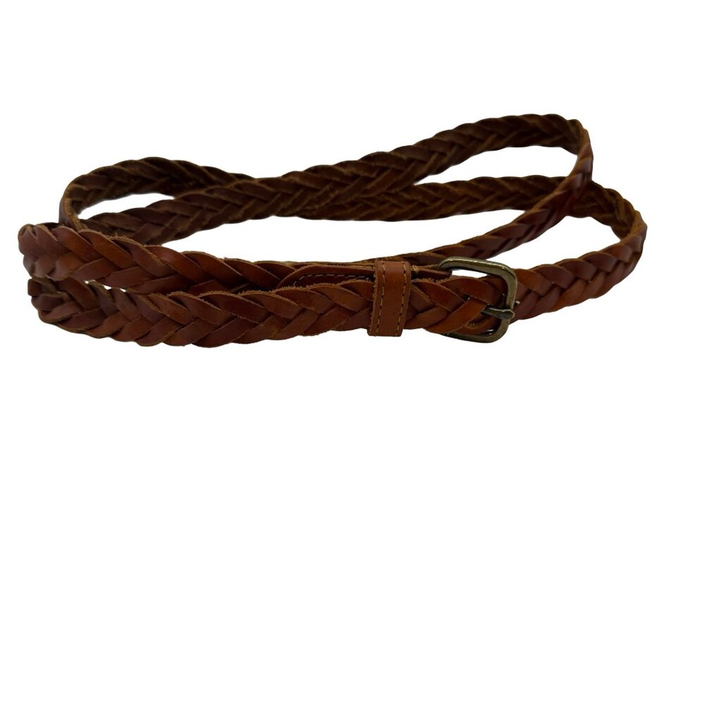 Gap Brown Leather Braided Long Belt Size Large